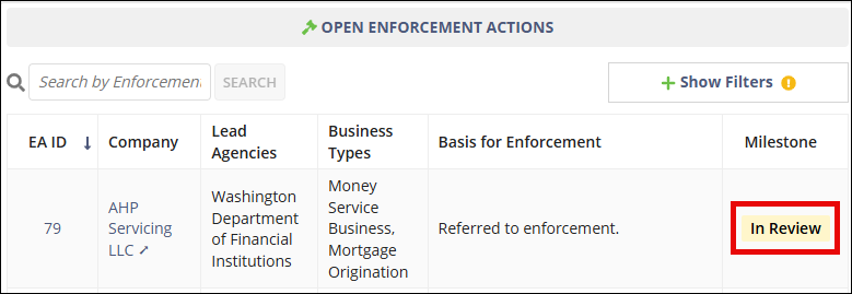 EA in In Review Status screenshot