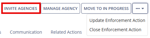 Invite agencies button screenshot