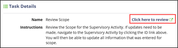 Click to Review link opens the SA for review